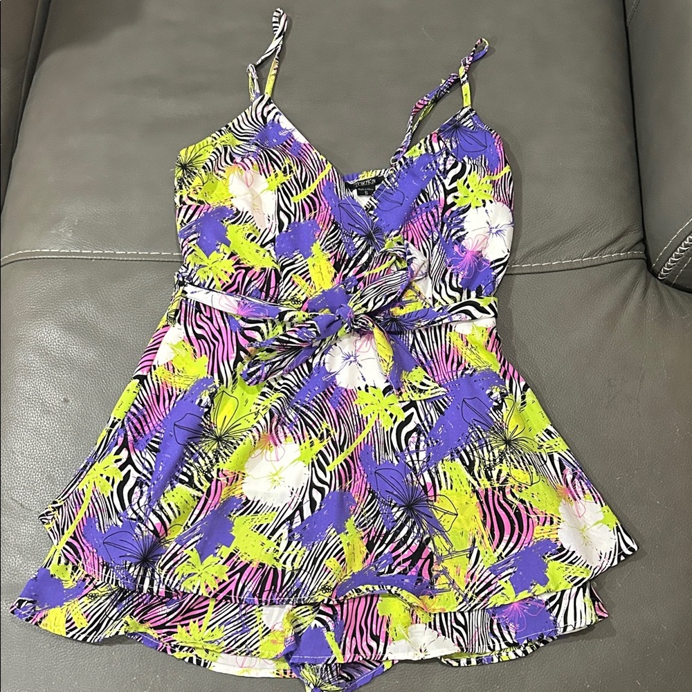 Women’s Tropical Print Skort - Purple & Neon